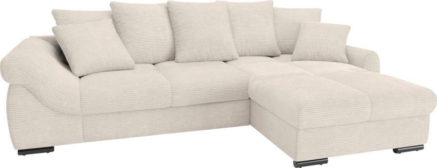 Mr. Couch Hoekbank Livorno DuraFlex incl. hoogslaper beduitbreiding xl bedbox wit gecoat