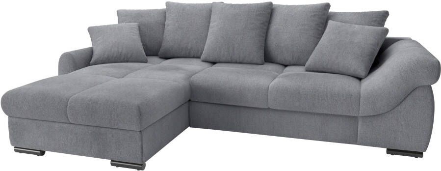 Mr. Couch Hoekbank Livorno incl. hoogslaper beduitbreiding xl bedbox wit gecoat