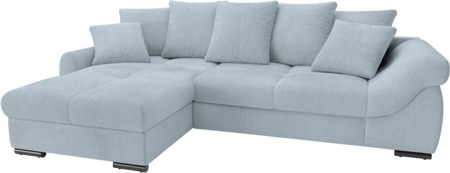 Mr. Couch Hoekbank Livorno incl. hoogslaper beduitbreiding xl bedbox wit gecoat