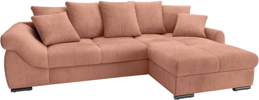 Mr. Couch Hoekbank Livorno incl. hoogslaper beduitbreiding xl bedbox wit gecoat