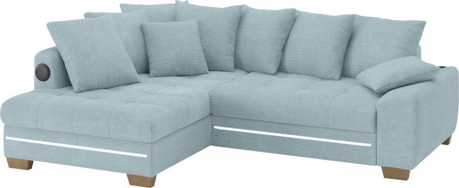 Mr. Couch Hoekbank Nikita II L-vorm met koudschuim rgb-led geluidssysteem optioneel met bed bedlade