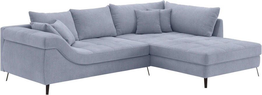 Mr. Couch Hoekbank Portofino 4 bekledingskwaliteiten 13 5 cm hoge metalen profielvoeten in mat zwart