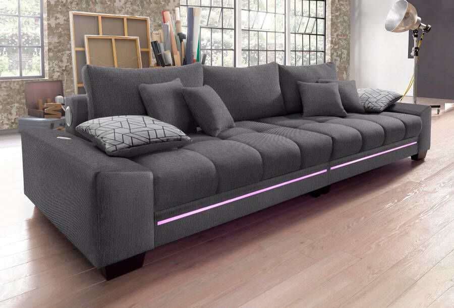 Mr. Couch Megabank NIKITA naar keuze met koudschuim (140 kg belasting zitting) met rgb-verlichting