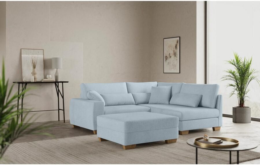 Mr. Couch Hoekbank Hilla L-vorm tot 140 kg belastbaar met pocketvering optioneel met slaapfunctie