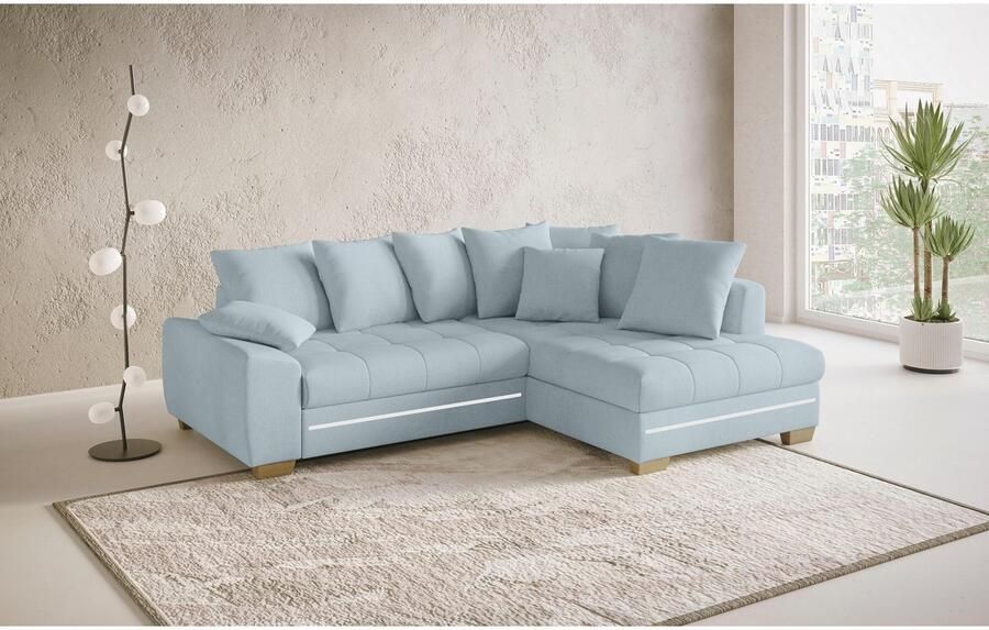 Mr. Couch Hoekbank Nikita II L-vorm met rgb-led verlichting optioneel met bed bedlade koudschuim