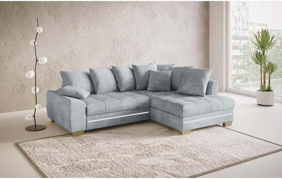 Mr. Couch Hoekbank Nikita II L-vorm met rgb-led verlichting optioneel met bed bedlade koudschuim