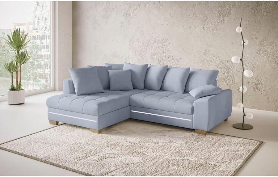 Mr. Couch Hoekbank Nikita II L-vorm met rgb-led verlichting optioneel met bed bedlade koudschuim
