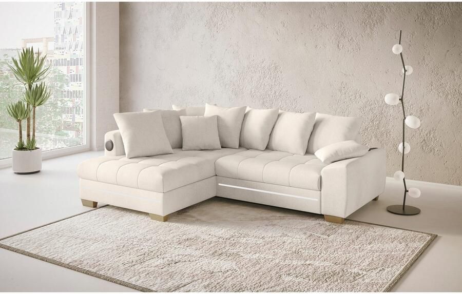 Mr. Couch Hoekbank Nikita II L-vorm RGB-LED Bluetooth-geluidssysteem optioneel met bed bedlade