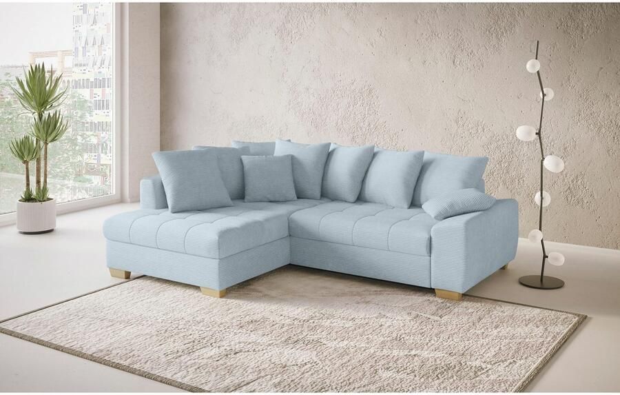 Mr. Couch Hoekbank Nikita II L-vorm tot 140kg per zitplaats belastbaar met koudschuim bekleding optioneel met bed en bedlade