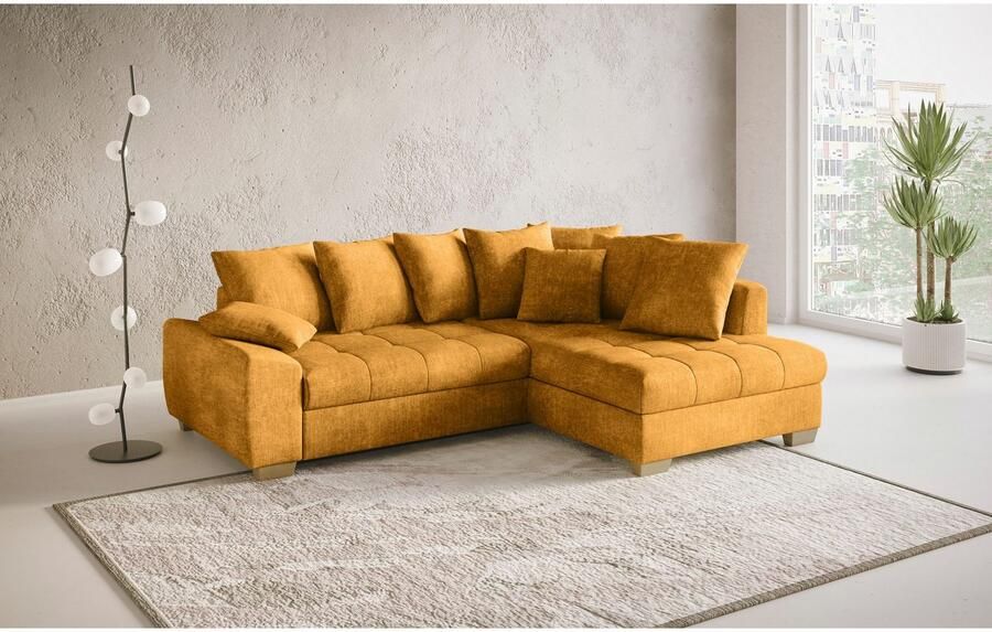 Mr. Couch Hoekbank Nikita II L-vorm tot 140kg per zitplaats belastbaar met koudschuim bekleding optioneel met bed en bedlade