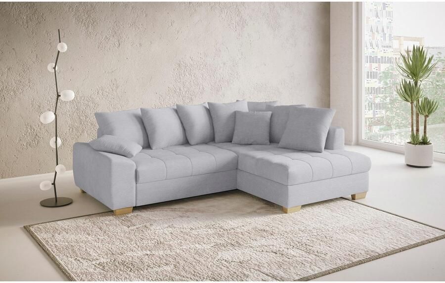 Mr. Couch Hoekbank Nikita II L-vorm tot 140kg per zitplaats belastbaar met koudschuim bekleding optioneel met bed en bedlade