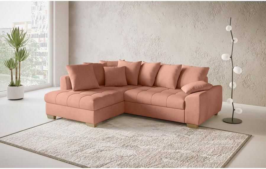 Mr. Couch Hoekbank Nikita II L-vorm tot 140kg per zitplaats belastbaar met koudschuim bekleding optioneel met bed en bedlade