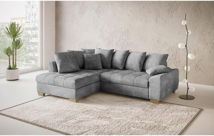 Mr. Couch Hoekbank Nikita II L-vorm tot 140kg per zitplaats belastbaar met koudschuim bekleding optioneel met bed en bedlade