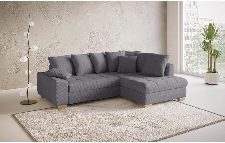 Mr. Couch Hoekbank Nikita II L-vorm tot 140kg per zitplaats belastbaar met koudschuim bekleding optioneel met bed en bedlade