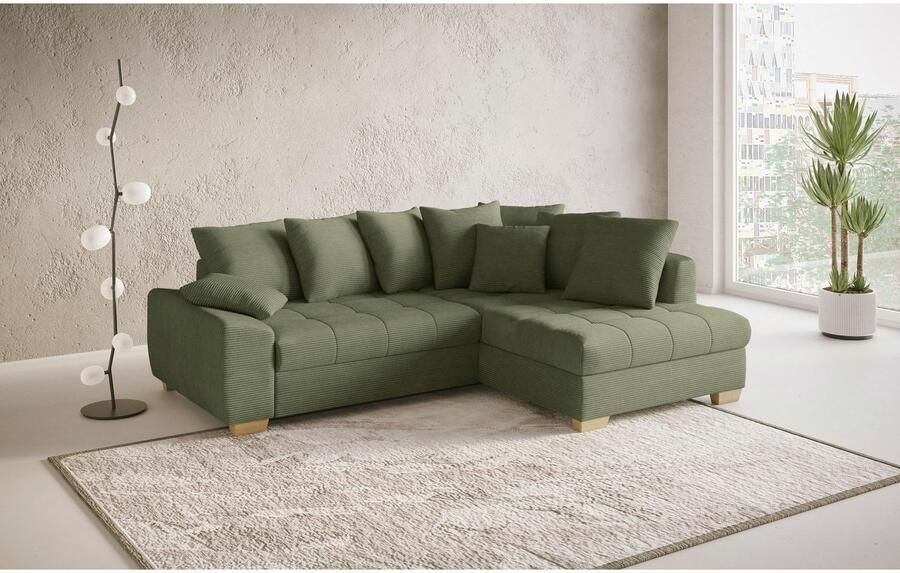 Mr. Couch Hoekbank Nikita II L-vorm tot 140kg per zitplaats belastbaar met koudschuim bekleding optioneel met bed en bedlade