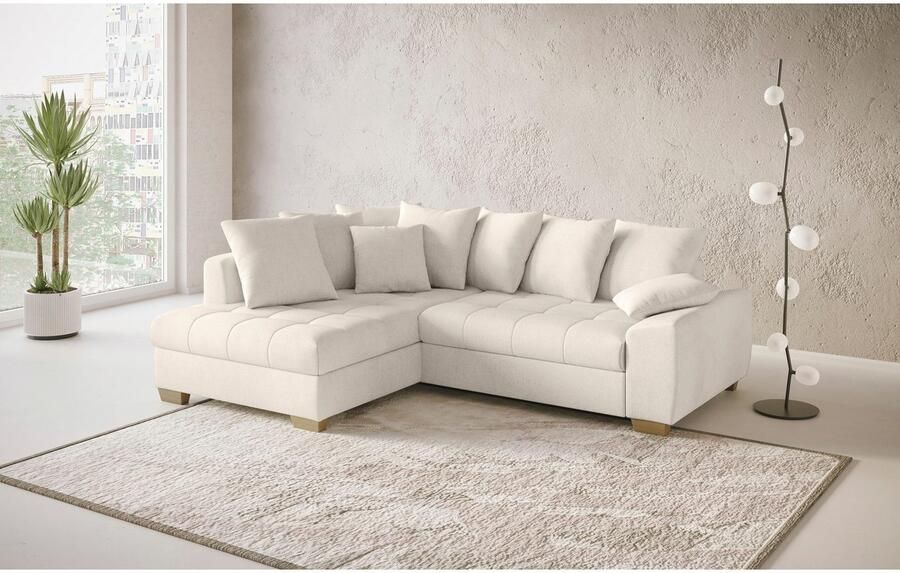 Mr. Couch Hoekbank Nikita II L-vorm tot 140kg per zitplaats belastbaar met koudschuim bekleding optioneel met bed en bedlade