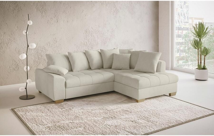 Mr. Couch Hoekbank Nikita II L-vorm tot 140kg per zitplaats belastbaar met koudschuim bekleding optioneel met bed en bedlade