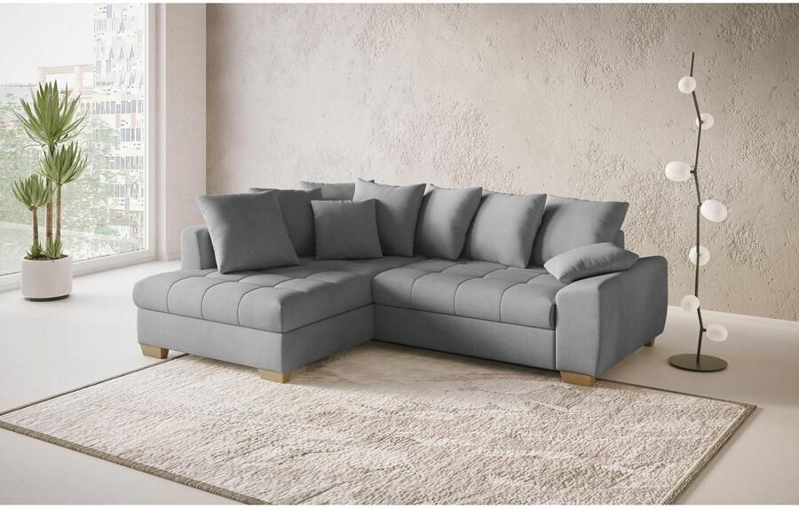 Mr. Couch Hoekbank Nikita II L-vorm tot 140kg per zitplaats belastbaar met koudschuim bekleding optioneel met bed en bedlade