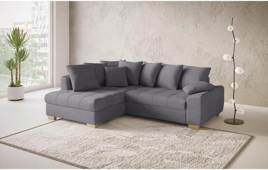 Mr. Couch Hoekbank Nikita II L-vorm tot 140kg per zitplaats belastbaar met koudschuim bekleding optioneel met bed en bedlade