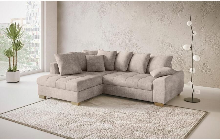 Mr. Couch Hoekbank Nikita II L-vorm tot 140kg per zitplaats belastbaar met koudschuim bekleding optioneel met bed en bedlade