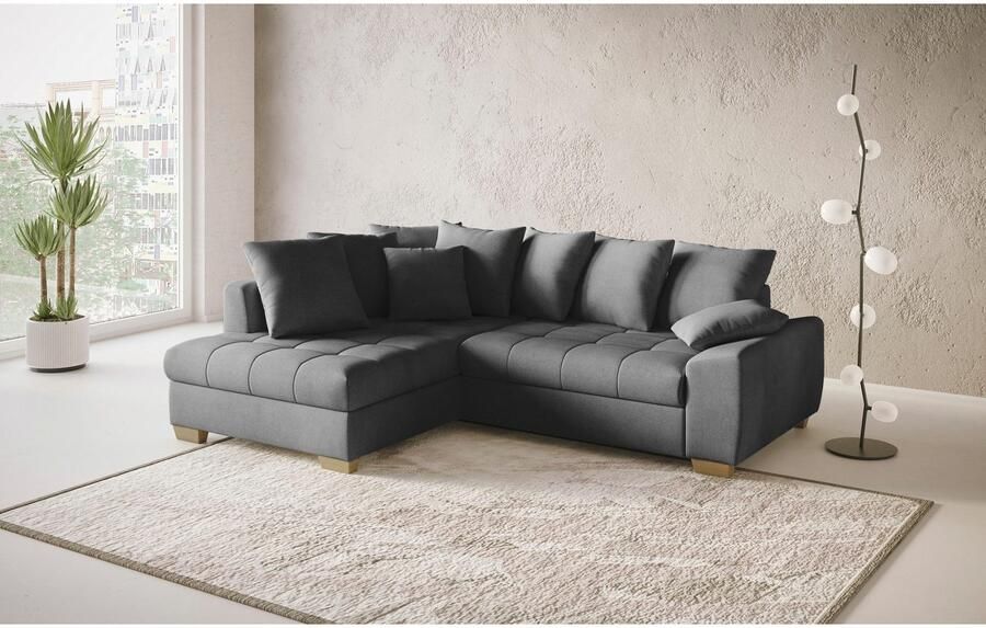 Mr. Couch Hoekbank Nikita II L-vorm tot 140kg per zitplaats belastbaar met koudschuim bekleding optioneel met bed en bedlade