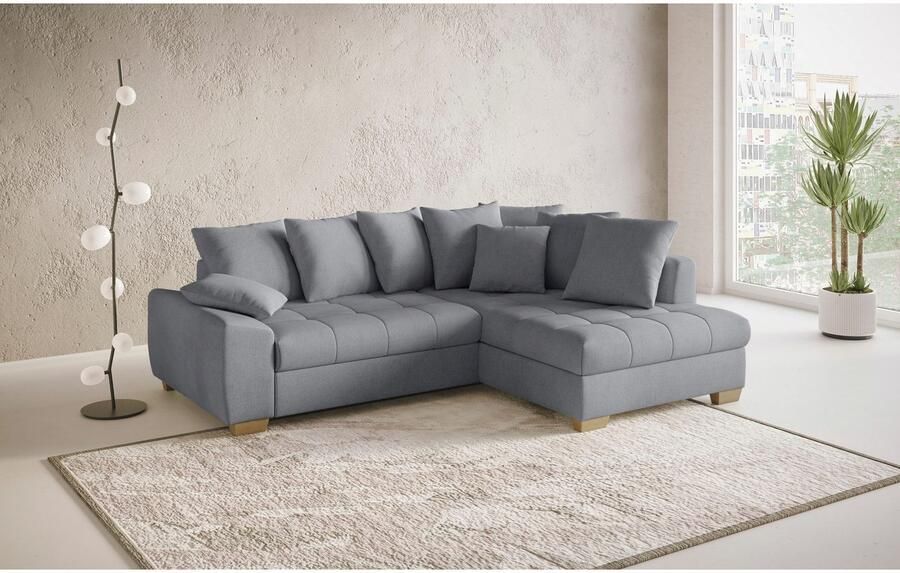 Mr. Couch Hoekbank Nikita II L-vorm tot 140kg per zitplaats belastbaar met koudschuim bekleding optioneel met bed en bedlade