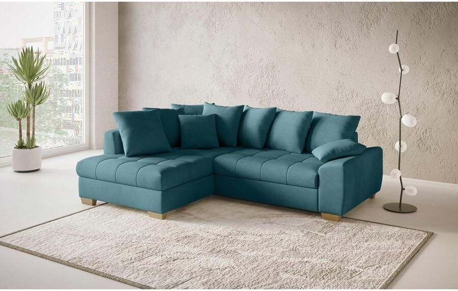 Mr. Couch Hoekbank Nikita II L-vorm tot 140kg per zitplaats belastbaar met koudschuim bekleding optioneel met bed en bedlade