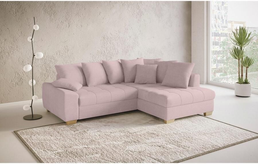 Mr. Couch Hoekbank Nikita II L-vorm tot 140kg per zitplaats belastbaar met koudschuim bekleding optioneel met bed en bedlade