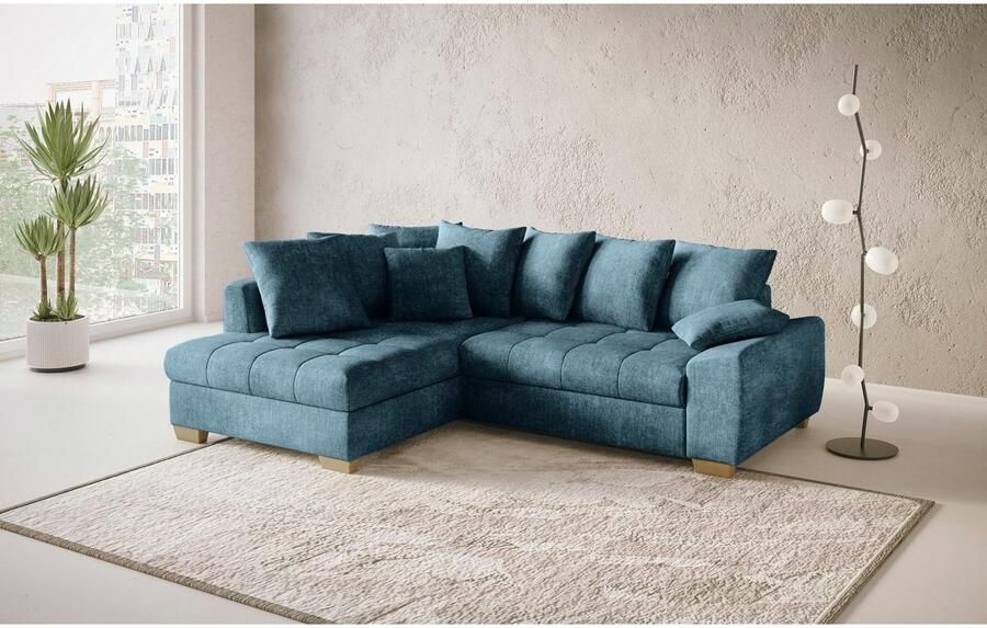 Mr. Couch Hoekbank Nikita II L-vorm tot 140kg per zitplaats belastbaar met koudschuim bekleding optioneel met bed en bedlade