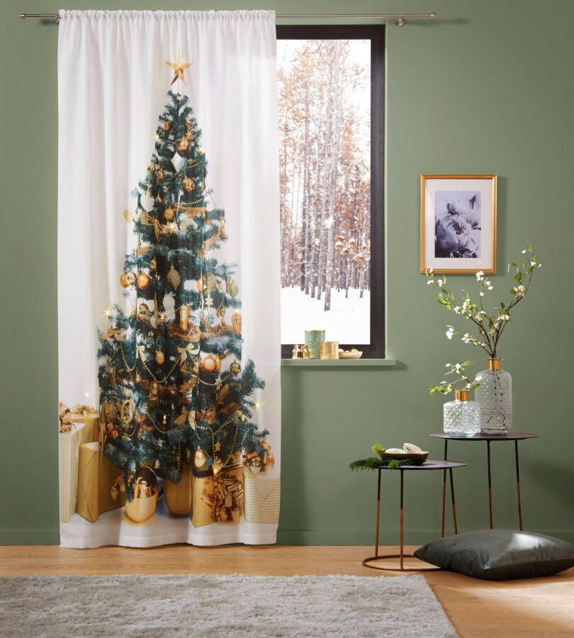My home Gordijn Led-dennenboom Xmas Tree W LED Ondoorzichtig dennenboom kerstachtig hxb: 230x140 15 ledlampjes (1 stuk 1 stuk)