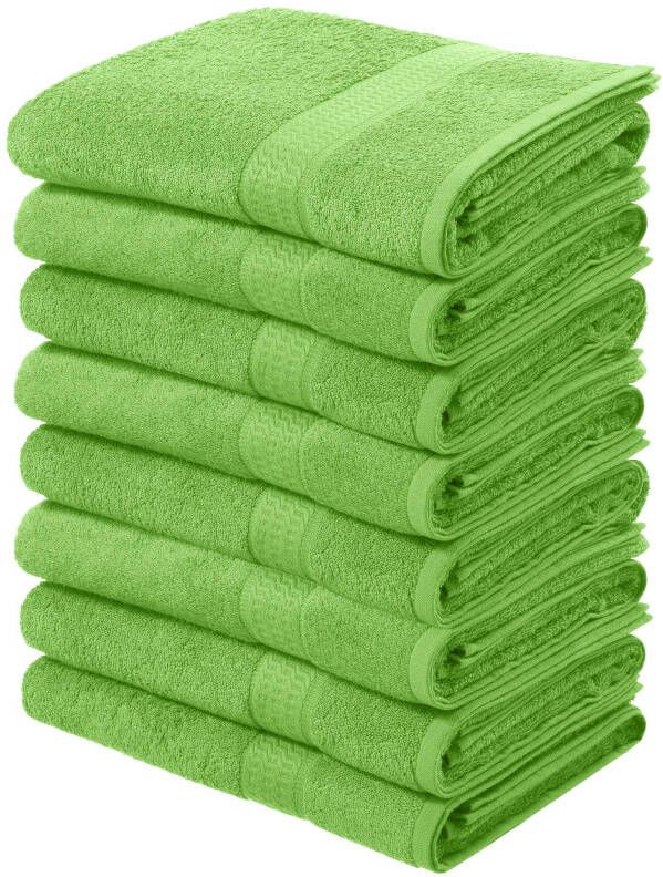 My home Handdoeken Juna als set en als serie handdoekenset met structuur-randdessin 100% katoen (8 stuks)