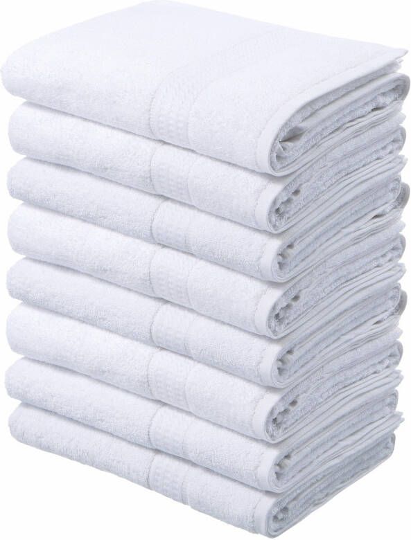 My home Handdoeken Juna als set en als serie handdoekenset met structuur-randdessin 100% katoen (8 stuks)