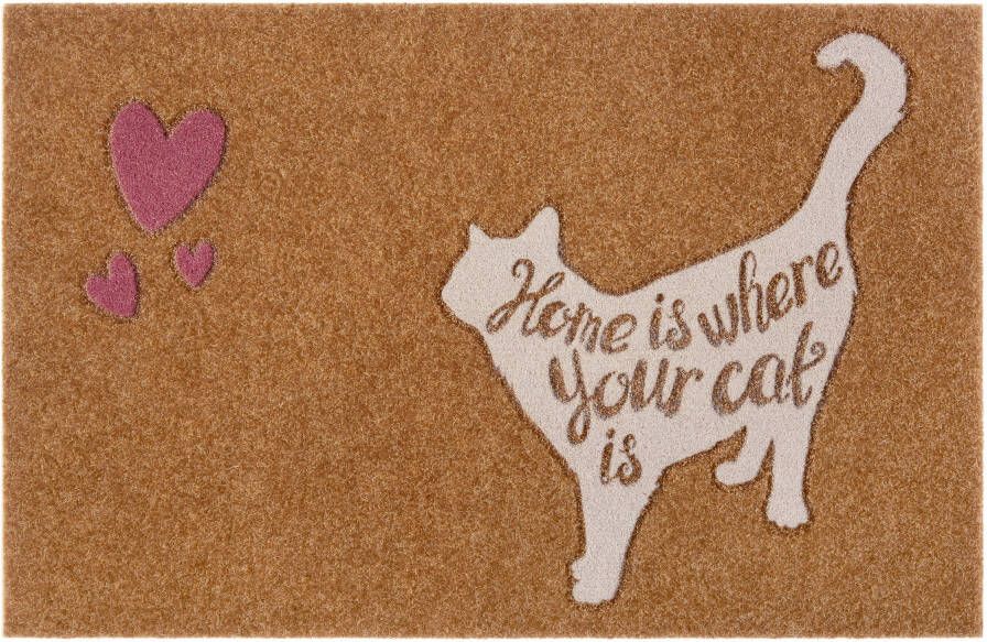 My home Mat Kat met hart met tekst diermotief kokos-look robuust gemakkelijk in onderhoud antislip