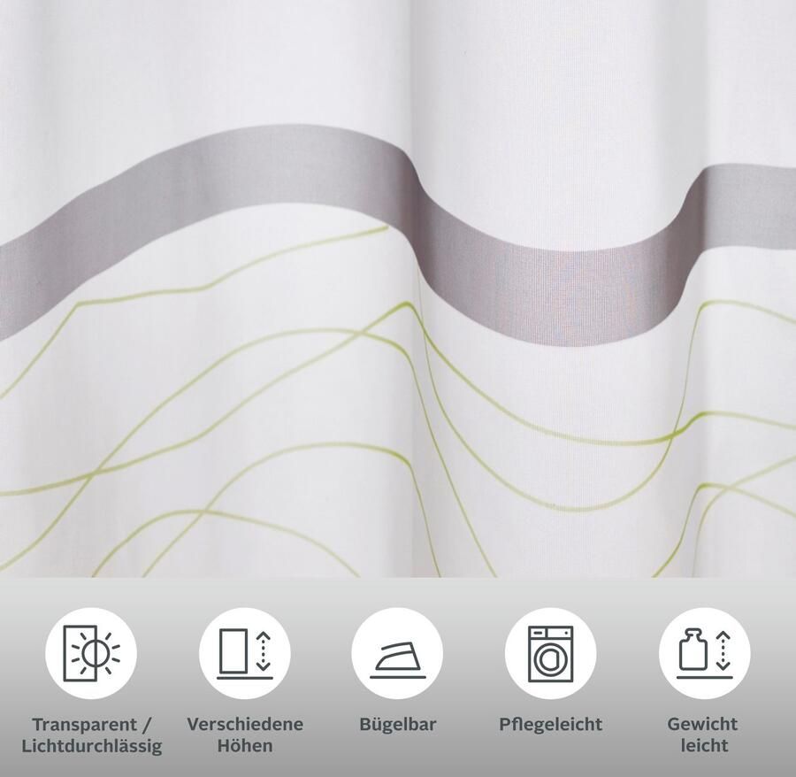 My home Gordijn Jay Gordijn set van 2 kant-en-klaargordijn transparant horizontale strepen (2 stuks)