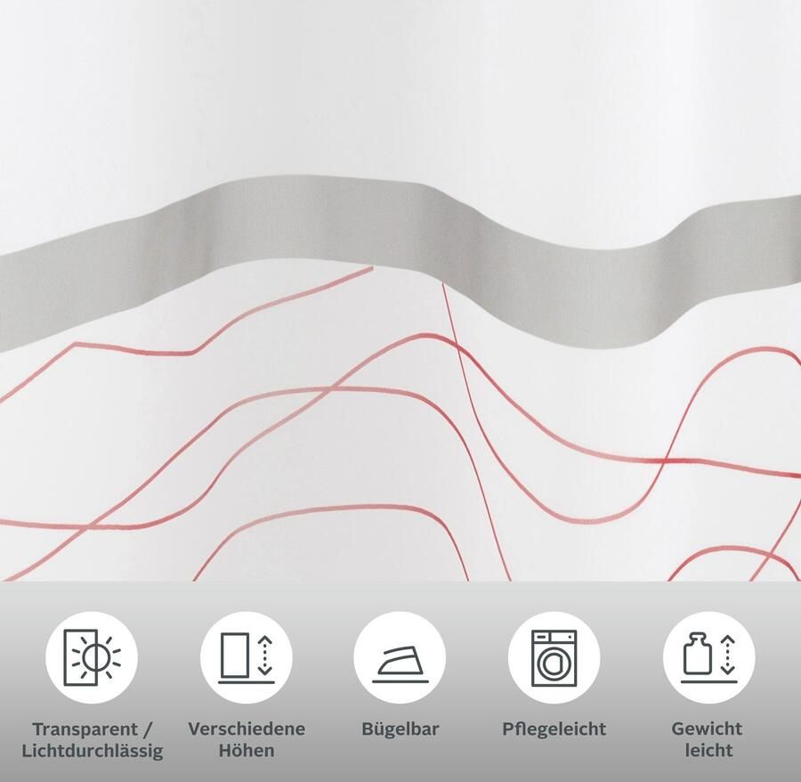 My home Gordijn Jay Gordijn set van 2 kant-en-klaargordijn transparant horizontale strepen (2 stuks)