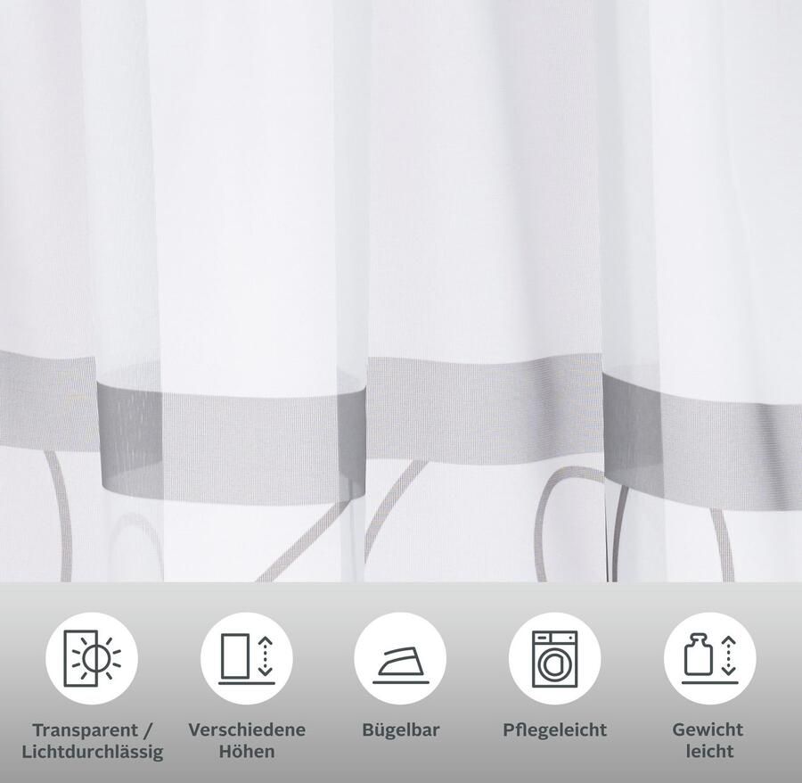 My home Gordijn Napala Gordijn set van 2 kant-en-klaargordijn transparant horizontale strepen (2 stuks)