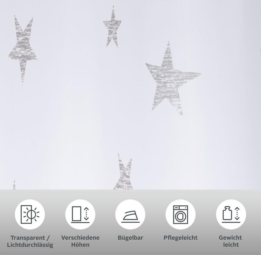 My home Gordijn Ster Transparant voile polyester (1 stuk)