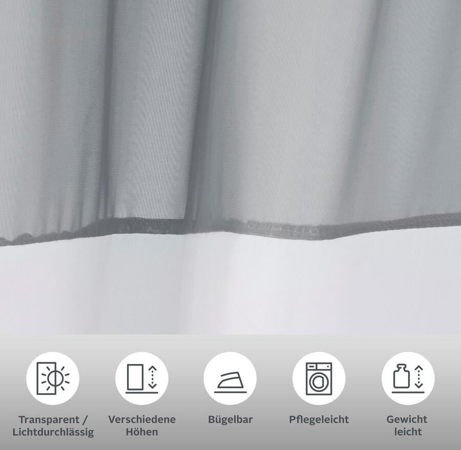 My home Gordijn Villars Gordijn kant-en-klaargordijn inclusief 2 embrasses transparant(2 stuks)
