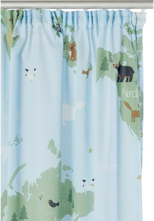 My home Gordijn Wereldkaart Kindergordijn bedrukt half transparant dieren (1 stuk)