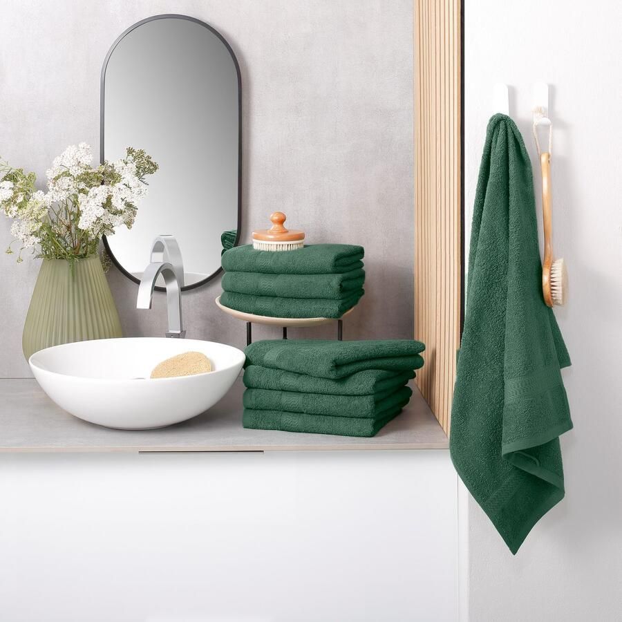 My home Handdoeken Juna als set en serie verkrijgbaar 8 handdoeken 50x100 cm 8-delig handdoekset 100% katoen met bies uni-kleuren zacht (8 stuks)