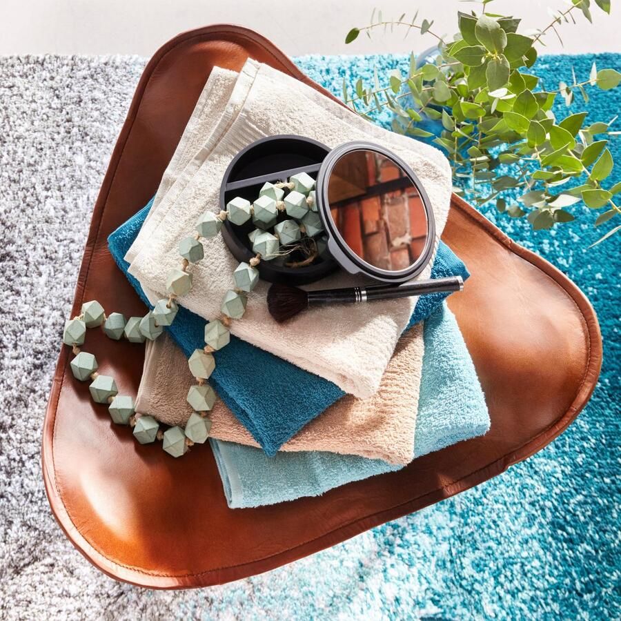 My home Handdoekenset Anna 2 douchehanddoeken 70x140 4 handdoeken 50x100 Handdoekset gestreept randdessin 100% katoen tweekleurig (set 6-delig)