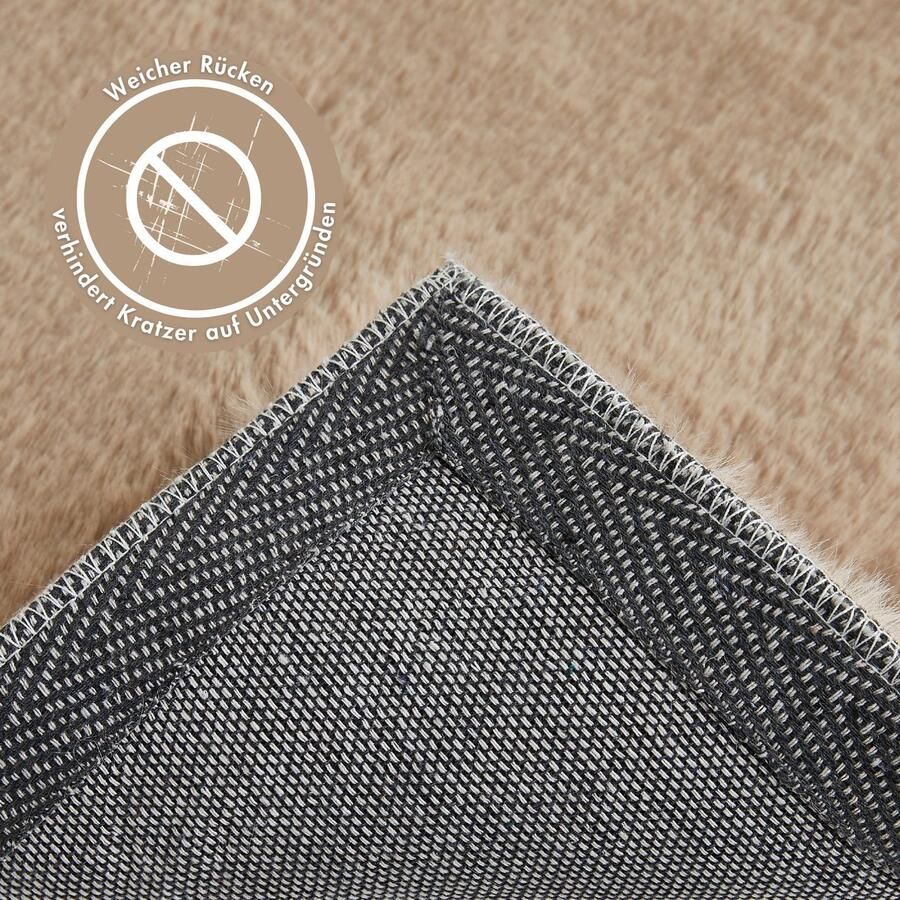 My home Hoogpolig vloerkleed Lugano Kunstbont effen kleuren zeer zacht en knuffelig