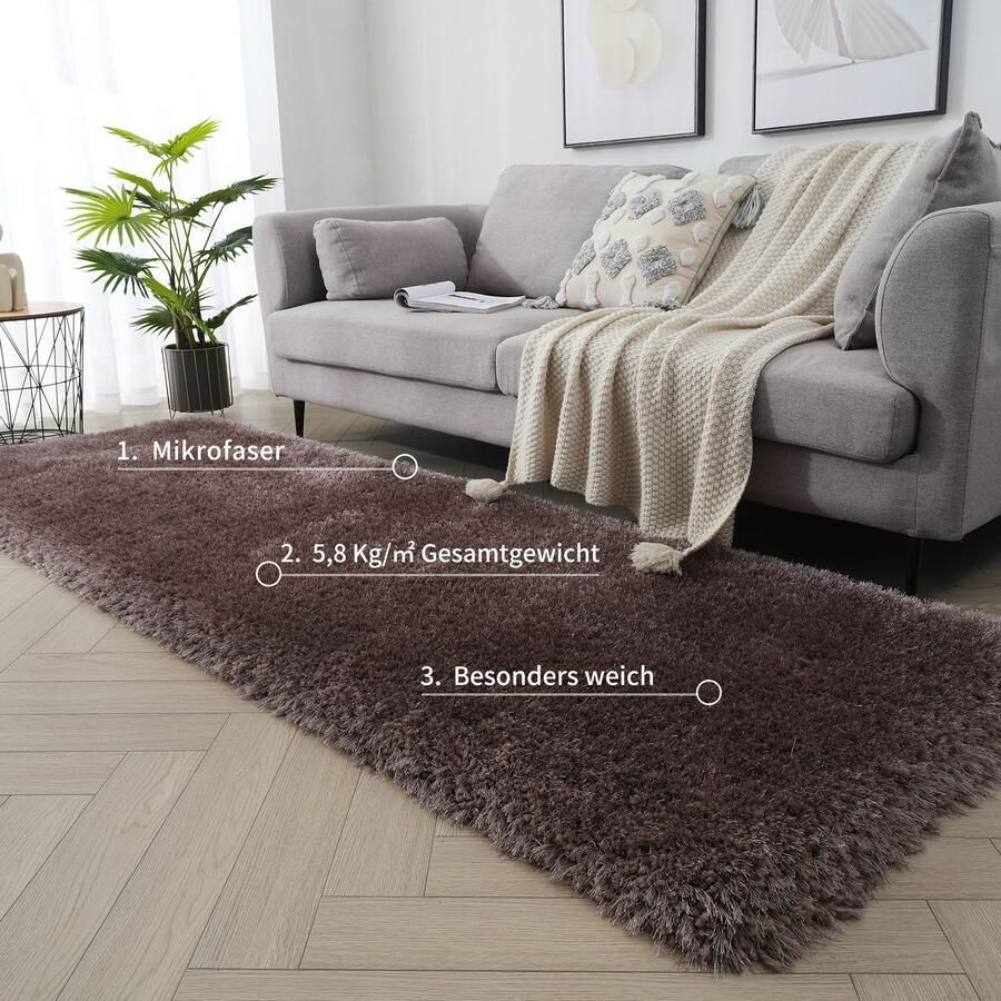 My home Hoogpolige loper Micro exclusieve tapijt zeer hoge pool zacht door microvezel