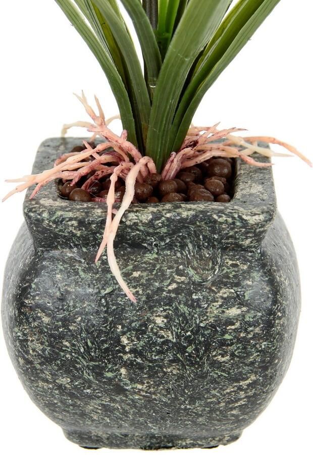 My home Kunstbloem Orchidee Met bladeren in pot van cement kunstbloem Cymbidium-orchidee (1 stuk)