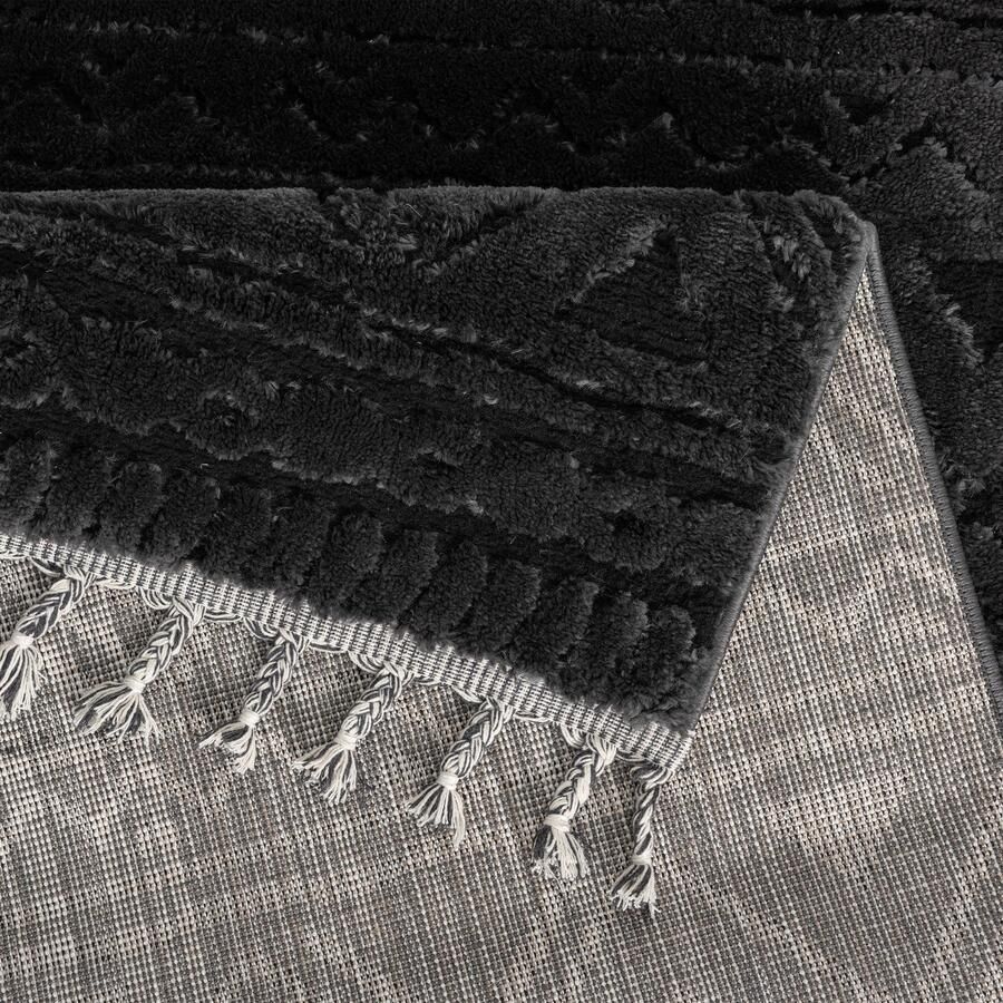 My home Loper Bonvo 80x300 cm met franjes hoog-laagstructuur woonkamer slaapkamer