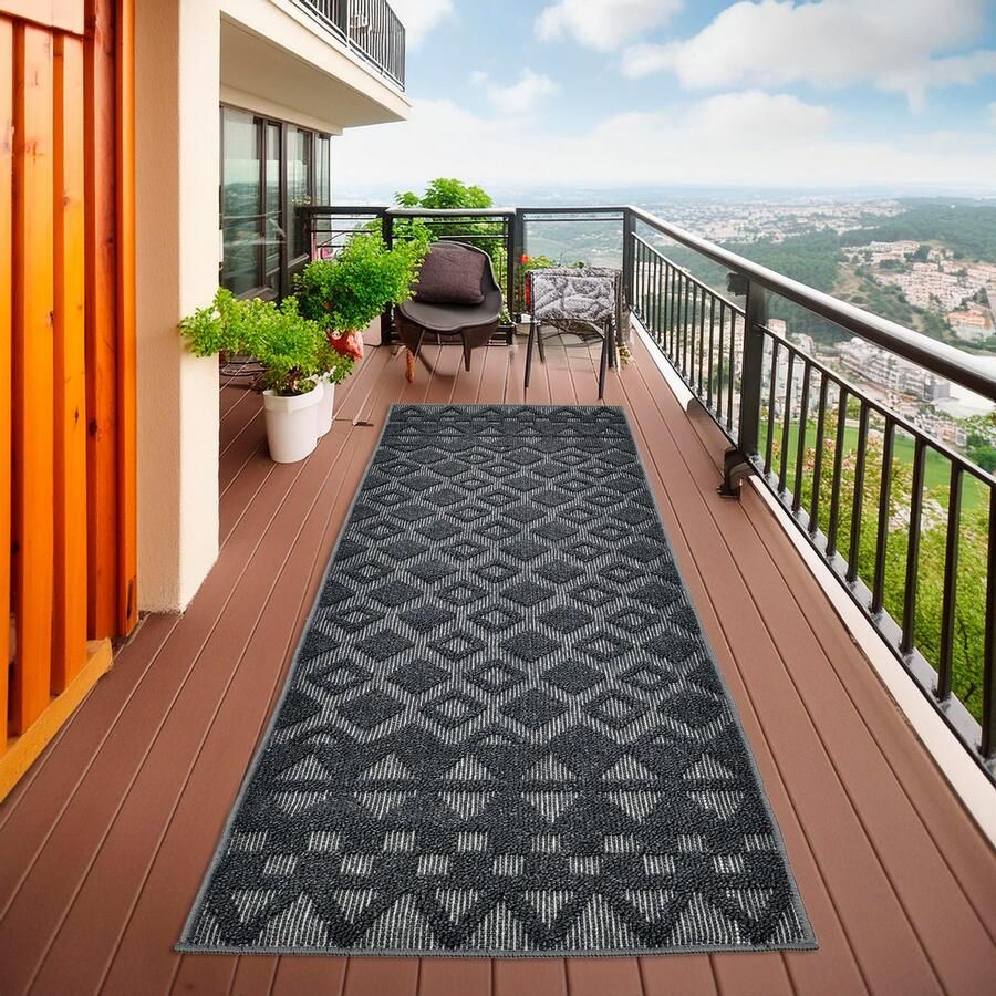 My home Loper Juliane Outdoor Hoog-laag structuur Boho geschikt voor buiten