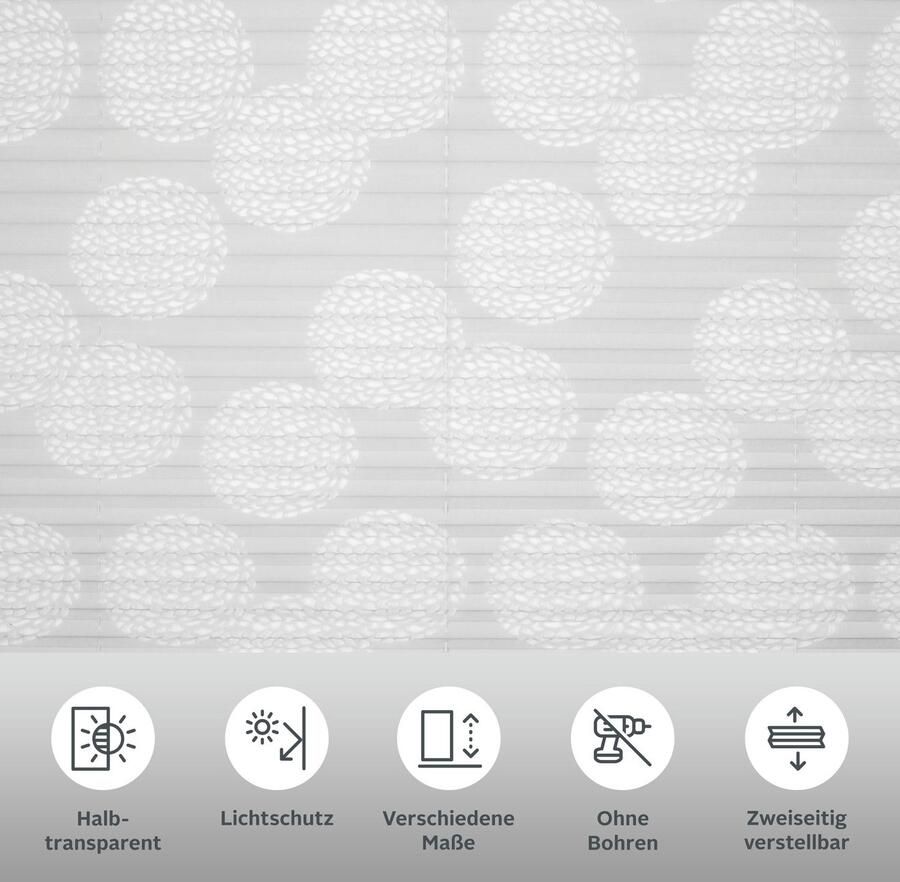 My home Plissé BELUM in standaardmaat etskant rondjes bloemen klemsteun (1 stuk)