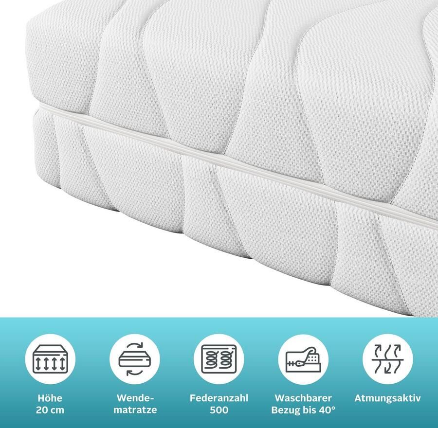 My home Pocketveringsmatras Black Diamond comfort matras 90x200 140x200 cm & andere afmetingen hoogte 20 cm