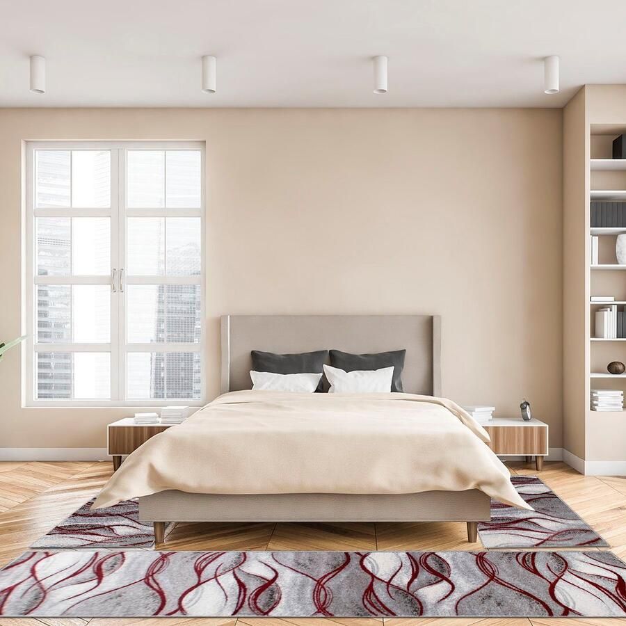 My home Set slaapkamerkleedjes Tritom met bijzonder zachte pool kortpolig modern golvenmotief