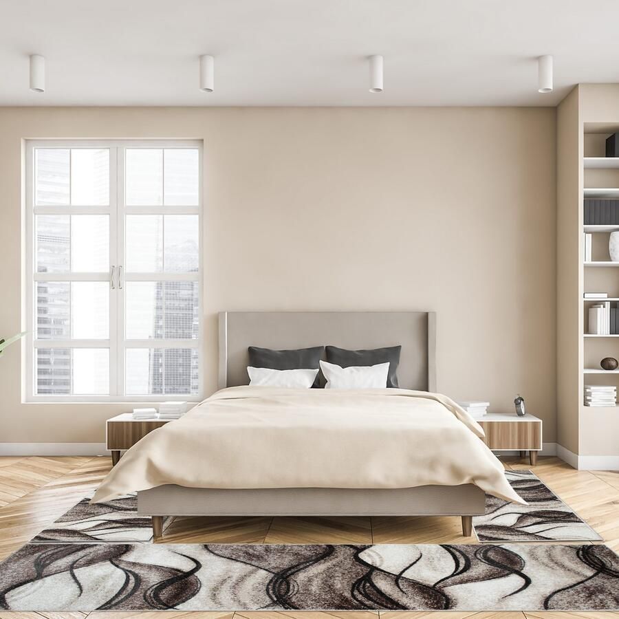 My home Set slaapkamerkleedjes Tritom met bijzonder zachte pool kortpolig modern golvenmotief